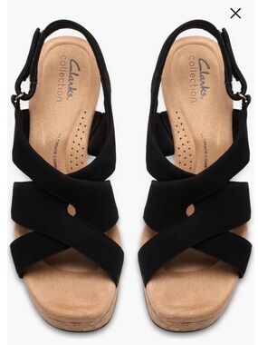 Clark’s Black Nerisa Grace Woman’s 7.5 Wedge Sandal